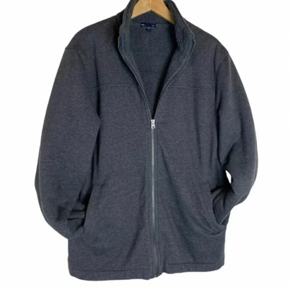Gap L gray full zip fleece lined jacket - Picture 2 of 7